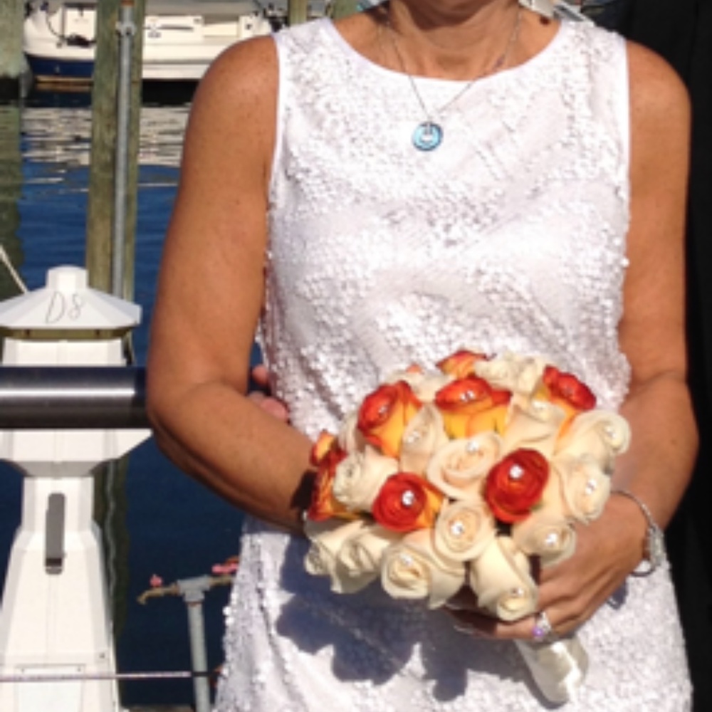 💕Worn once💕 White sequin dress & matching shawl